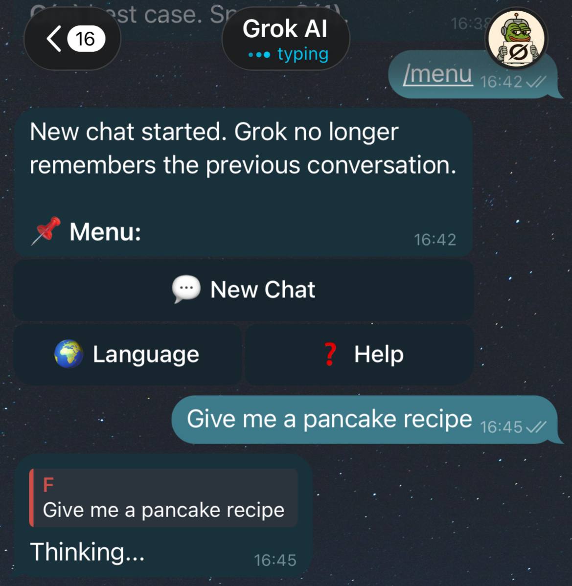 Ответ в треде и индикатор набора перед финальным ответом.